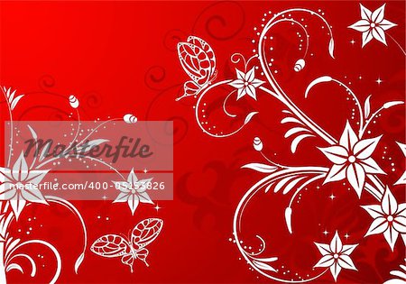 Floral background with butterfly, element for design, vector illustration