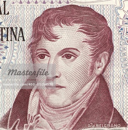 Manuel Belgrano on 10 Pesos 1976 Banknote from Argentina. Military leader, politician, economist and lawyer.