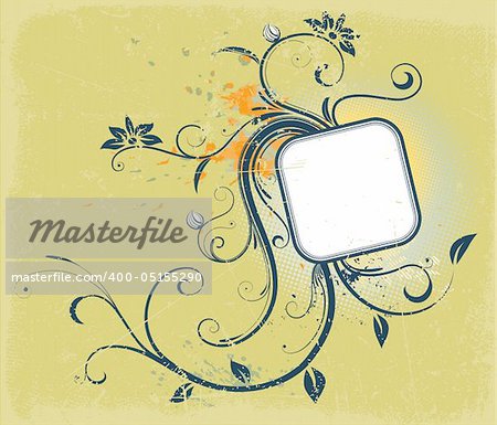 Vector illustration of Grunge Floral Decorative frame