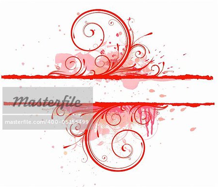 Vector illustration of red Floral Decorative banner