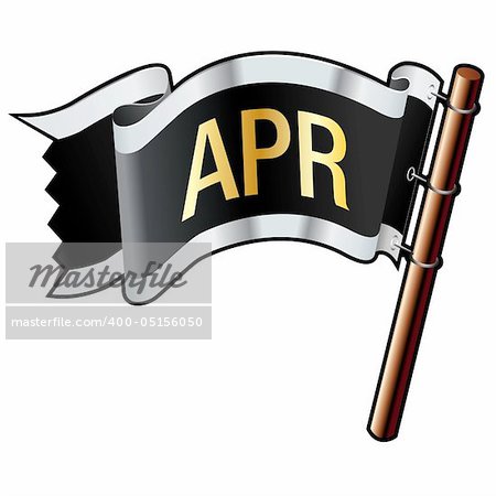 April calendar month icon on black, silver, and gold vector flag good for use on websites, in print, or on promotional materials