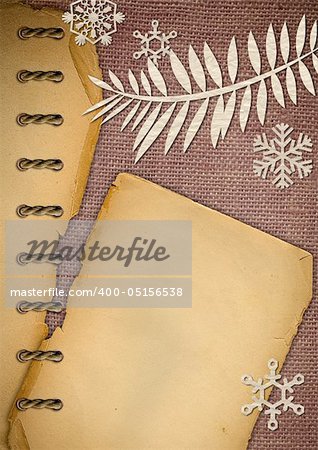 Christmas vintage background. Old paper on a sacking.