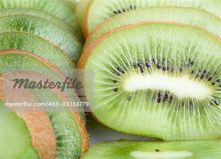 green kiwi slice close up