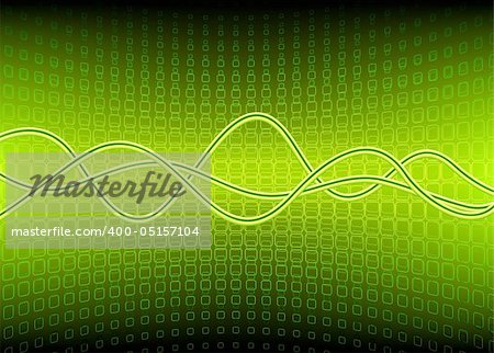 Vector illustration of green semicircle surface made of squares and curved lines