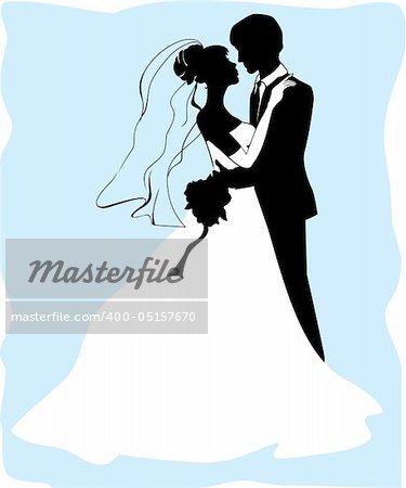 Bride and groom silhouettes