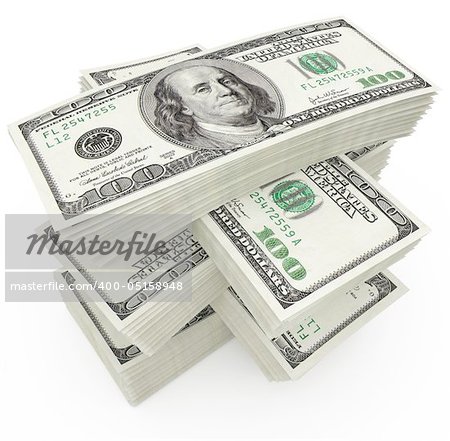 big sum of money dollars - 3d illustration