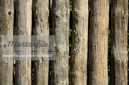 Wood natural striped trunks wall, fence, traditional wood architecture