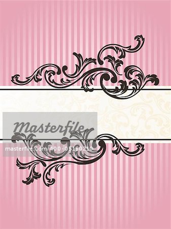 Elegant Banner design inspired by French rococo style. Graphics are grouped and in several layers for easy editing. The file can be scaled to any size.