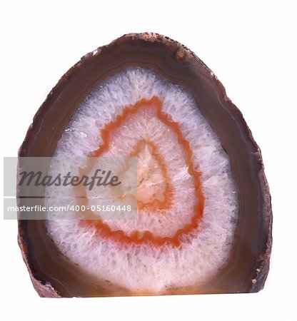 very nice orange and white agate isolated on the white background