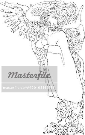 vector illustration of preying angel