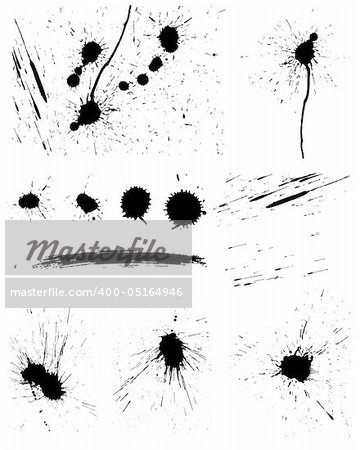 Set of vector ink blots  for grunge design