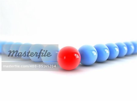 Composition of blue spheres wit one red