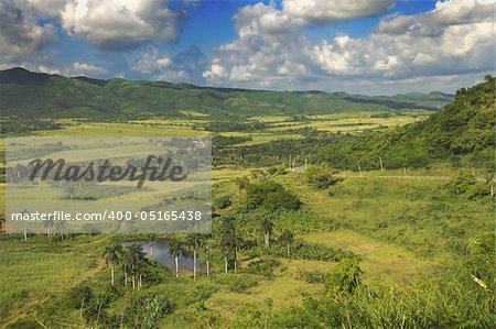 A view of rural tropical landscape with vegetation on cuban countryside