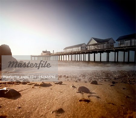 southwold beach and pier shot at dawn