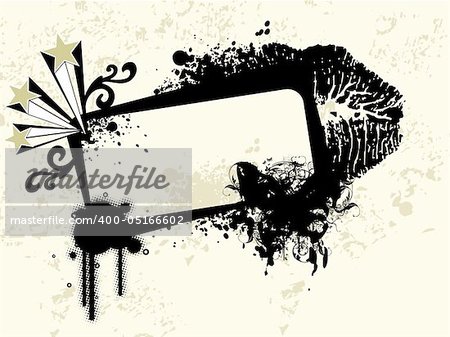 abstract black grungy banner with star and artwork