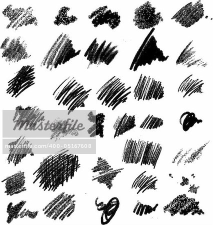 a set of brush strokes over white background