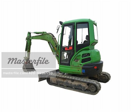 image showing a green excavator with a white background