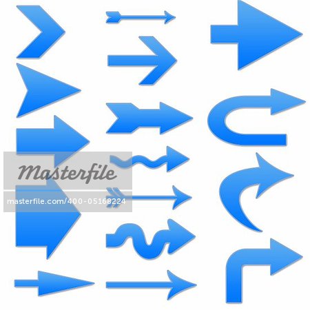 An set of right arrows vector icons in blue - great for website navigation