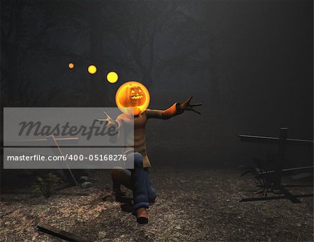 3d render of pumpkin man halloween character