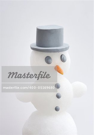 Snowman over white background