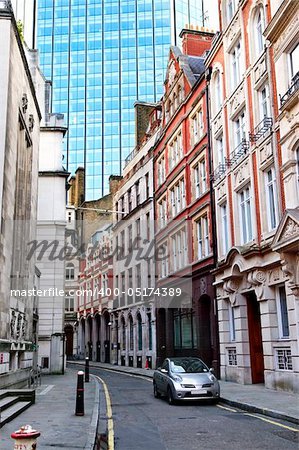 Old and new buildings in city of London