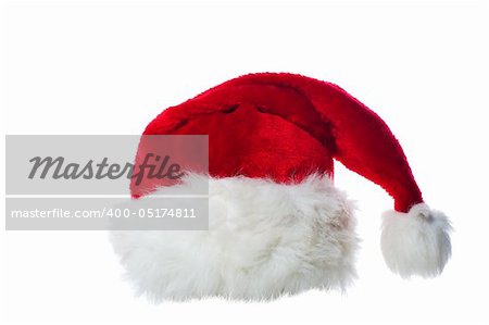 Santa's red hat isolated over white background