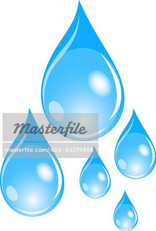Illustration of  a set of blue waterdrops