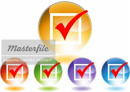 Set of 5 check marks - round style.