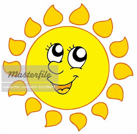 Cartoon smiling Sun - vector illustration.