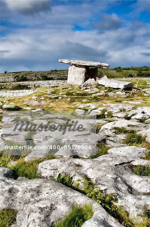 Landscape of the Poulnabrone megalithic tomb in Ireland