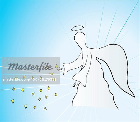 Vector illustration of blessing angel with stars