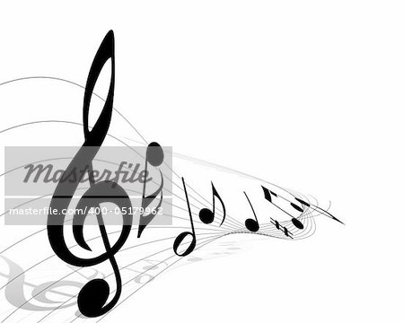 Vector musical notes staff background for design use