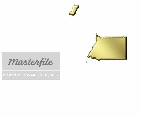 Equatorial Guinea 3d golden map isolated in white