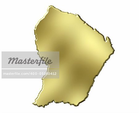 French Guiana 3d golden map isolated in white