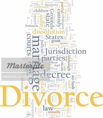 Word cloud concept illustration of divorce marriage