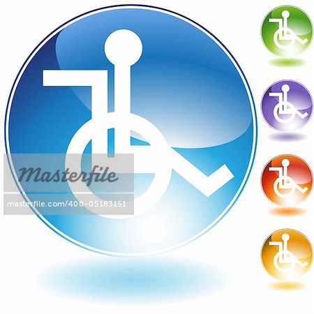 3D Wheelchair Icon in multiple colors.