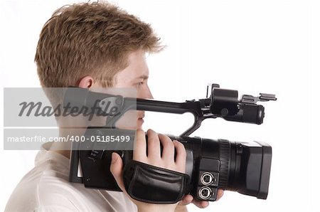 vector image of man with camcorder isolated on white