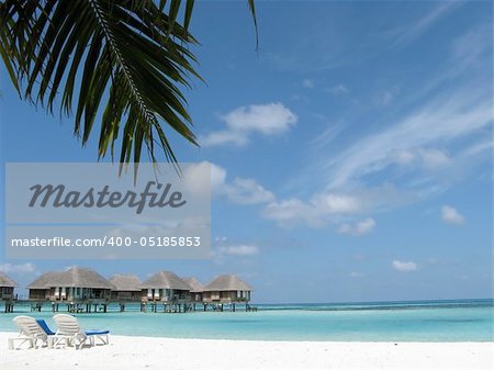 water house and beach of Maldives island