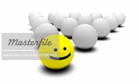 3D Round Smiley Faces as Background Abstract