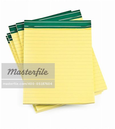 lined paper notebooks on white background, minimal natural shadow underneath