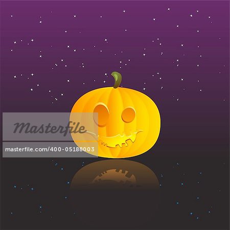 Halloween pumpkin with reflection, vector illustration for your design