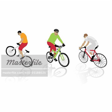 colored bicyclist's silhouettes, vector illustration