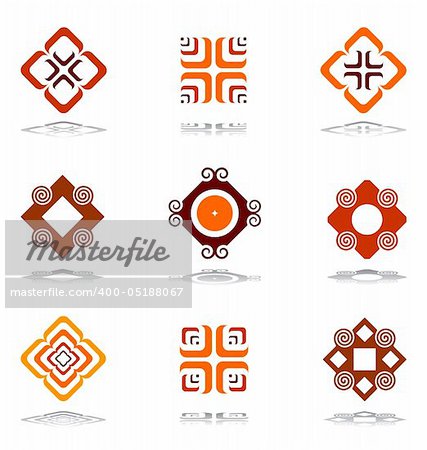 Design elements in warm colors. Vector art in Adobe illustrator EPS format, compressed in a zip file. The different graphics are all on separate layers so they can easily be moved or edited individually. The document can be scaled to any size without loss of quality.