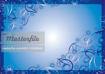 Christmas card illustration, background. Christmas snow. The falling snow. Blue.