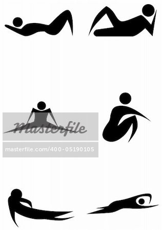 Lazy stick figure set isolated on a white background.