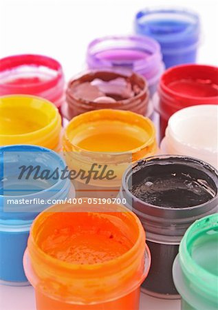 Opened paint buckets colors