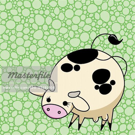 Cute vector cow with texture background