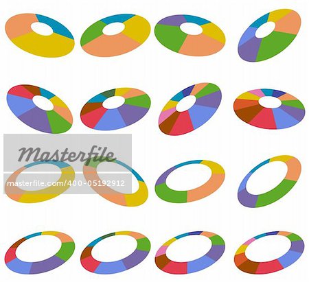 Angled wheel charts isolated on a white background.