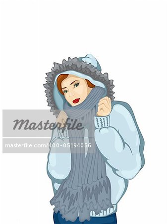 illustration of a girl in a warm winter jacket