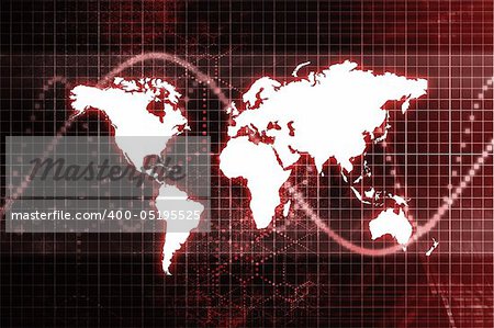 Red Global Business Economy Abstract With Graph Background